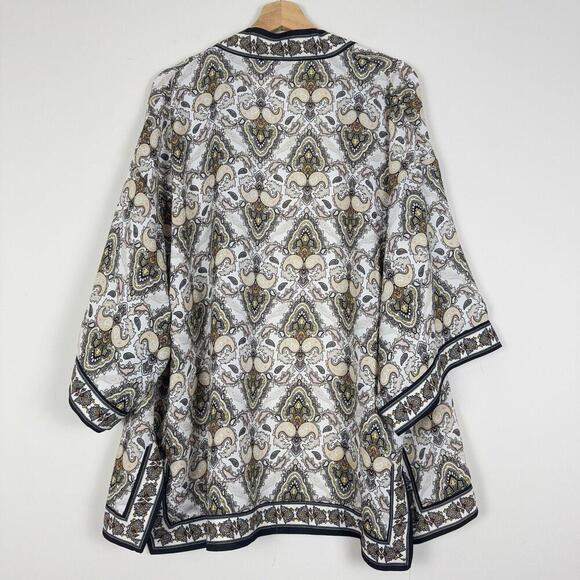 Max Studio Women’s Paisley Print Kimono Cardigan Open Front Size L Boho Casual - Picture 4 of 7
